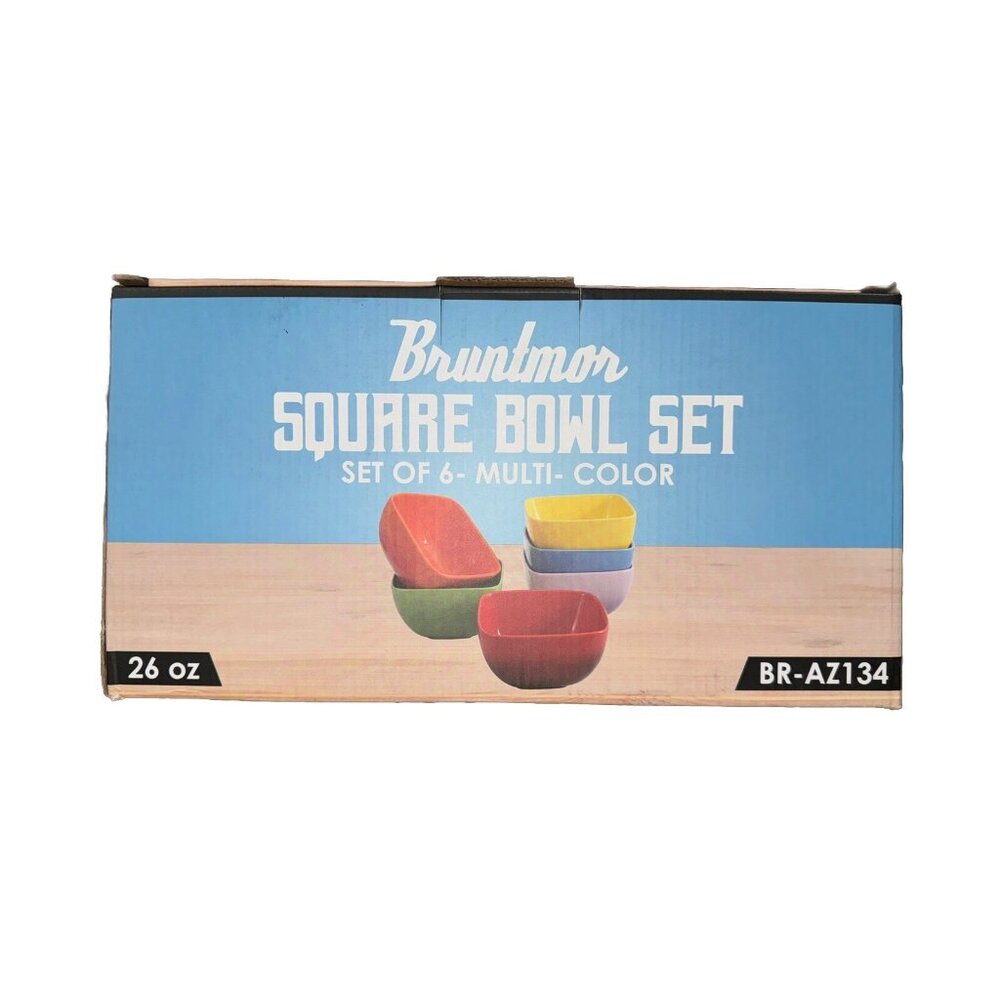 Bruntmor ALL BLUE Square 26oz  Bowls Set of 6 BR-AZ134 Brand New In Box
